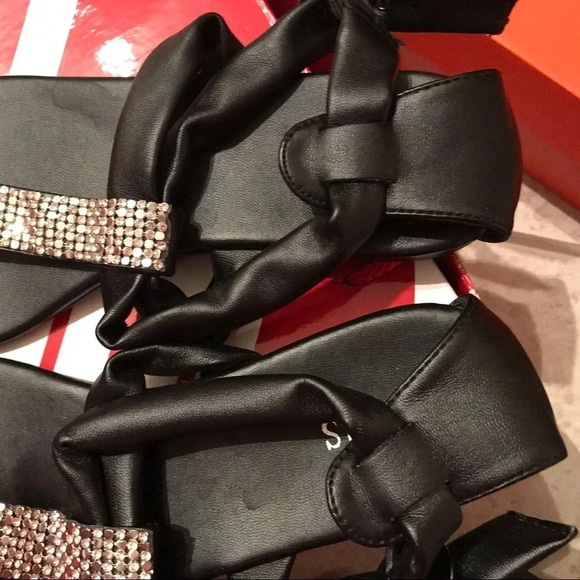 Guess Black Shimmer Bling Sandals GELLAR FLIP FLOP - Picture 6 of 8